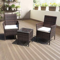 DIMAR garden 3-Piece Outdoor Rattan Patio Furniture Sectional Chair Wicker Patio Furniture Conve ...