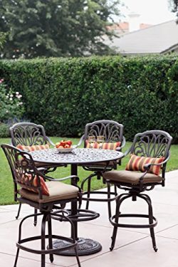 Darlee A/DL707-5PC-80F 5 Piece Patio Bar Height Dining Set, Antique Bronze Finish