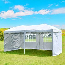 charaHOME 10×20 Outdoor Canopy Tent,10 X 20 Ez Up Pop Up Tent,Adjustable Folding Gazebo Pav ...