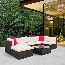 Tuoze 7 Pieces Patio Furniture Sectional Set Outdoor All-Weather PE Rattan Wicker Lawn Conversat ...