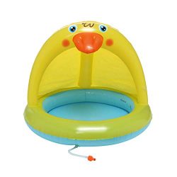 ☀ Dergo ☀Swim Ring，Baby Pool, Duckling Pool With Canopy, Spray Pool Of 40In, Water Sprinkler