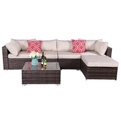 OAKVILLE FURNITURE 61116 6-Piece Made in USA Outdoor Sectional Sofa Rattan Patio Furniture Sets  ...