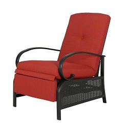 Ulax Furniture Patio Recliner Chair Automatic Adjustable Back Outdoor Lounge Chair with 100% Ole ...