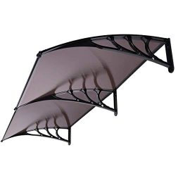 VIVOHOME Polycarbonate Window Door Awning Canopy Brown with Black Bracket 40 Inch x 80 Inch (Ren ...