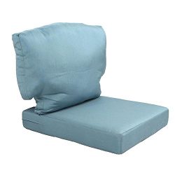 Martha Stewart Living Charlottetown Washed Blue Replacement Outdoor Chair Cushion