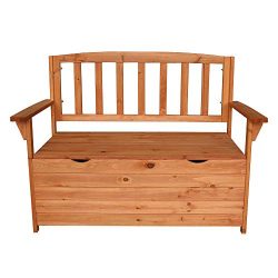 Multifunctional Fir Wood Courtyard Armchair with Large Storage Capacity Box Garden Chair Bench w ...