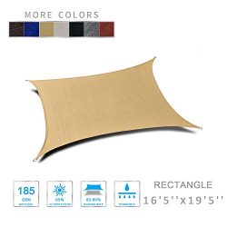 LOVE STORY 16’5′ ‘x 19’5” Rectangle Sand UV Block Sun Shade Sail f ...