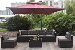 Urest Patio Furniture Sets 7 Pcs Rattan Furniture Chair Wicker Set,Outdoor Indoor Use Backyard P ...