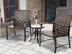 Oakmont Outdoor Indoor Furniture 3-Piece Patio Modular Bistro Set Dark Brown Wicker 2 Chairs Gla ...
