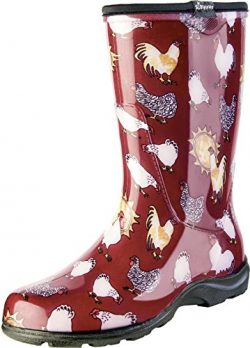 Sloggers Women’s Waterproof Rain and Garden Boot with Comfort Insole, Chickens Barn Red, S ...