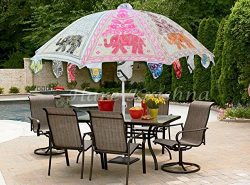 Hare Krishna Indian Vintage Outdoor Handmade Embroidery Design Cotton Garden Umbrella Gifts Para ...