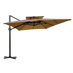 Abba Patio Rectangular Offset Cantilever Umbrella Dual Wind Vent Patio Hanging Umbrella with Cro ...