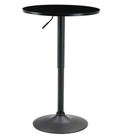 BTEXPERT Industrial Adjustable 27-36″ Height Metal Bar Table Swivel 23.8 Round MDF Wood To ...
