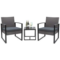 Flamaker 3 Pieces Patio Set Outdoor Wicker Patio Furniture Sets Modern Bistro Set Rattan Chair C ...