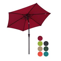 Patiorama 7.5 Feet Outdoor Patio Umbrella Outdoor Market Umbrella with Crank, 6 Ribs, Polyester  ...