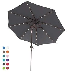 ABCCANOPY 9FT Patio Umbrella Ourdoor Solar Umbrella LED Umbrellas with 32LED Lights, Tilt and Cr ...