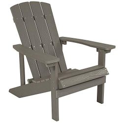 Flash Furniture Charlestown All-Weather Adirondack Chair in Light Gray Faux Wood – JJ-C145 ...