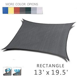 Love Story 13′ x 19’5” Rectangle Dark Grey Sun Shade Sail Canopy UV Block Awni ...