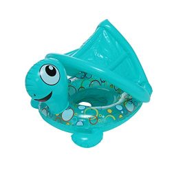 ☀ Dergo ☀ Swim Ring Inflatable Baby Swimming Ring, Beach Turtle Boat Swim Ring With Sun Shade Ca ...