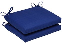 Pillow Perfect Outdoor/Indoor Squared Seat Cushion, 18.5 in. x 16 in, Fresco Blue, Set of 2