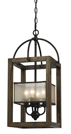 Cal Lighting FX-3536/4 Mission Wood/Metal Four Light Transitional Style Chandelier, 23 inches, D ...