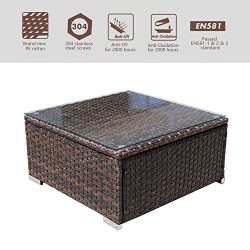 DIMAR garden Outdoor Coffee Table Wicker Patio Furniture Conversation Set Lawn Garden Tea Table  ...