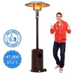 Dkeli Outdoor Patio Heater with Wheels Portable 47,000 BTU Commercial LP Gas Propane Heater Auto ...