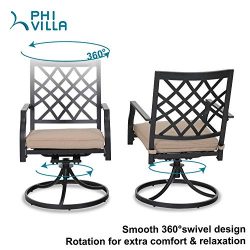 Outdoor Metal Swivel Chairs Set of 2 Patio Dining Rocker Chair with Cushion Furniture Set Suppor ...