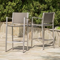 Christopher Knight Home 300355 Capral Outdoor Grey Wicker Barstools (Set of 2)