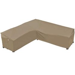 Heavy Duty Outdoor Sectional Sofa Cover, 100% Waterproof 600D Patio Sectional Couch Cover, V-Sha ...