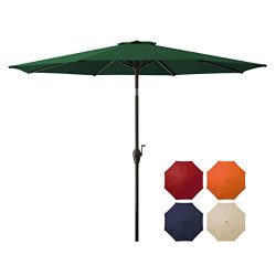 DOMICARE 9 ft Patio Umbrella,Outdoor Umbrella with 8 Ribs, Easy Push Button Tilt and Crank Outsi ...