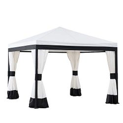 Sunjoy A101011300 Marquis 10×10 ft. Steel Gazebo, White and Black