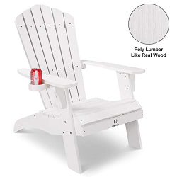 QOMOTOP Modern Patio Adirondack Chair, Fashion Poly Lumber Chair for Garden and Lawn, 38L 30.25W ...