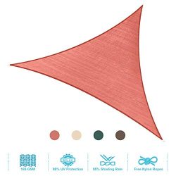 PHI VILLA Sun Shade Sail Triangle 16.5’x16.5’x16.5′ Terra Cotta Patio Canopy C ...