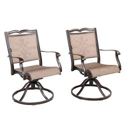 CW Chair Outdoor Cast Aluminum Swivel Rocker, Rust-Free Patio Dining Lawn Garden Backyard Chairs ...