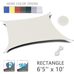 LOVE STORY 6’5” x 10′ Rectangle Beige Waterproof Sun Shade Sail Perfect for Ou ...