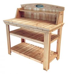 Suncast Cedar Freestanding Bench Ideal for Garages, Sheds, Basements – Organize Garden Equ ...