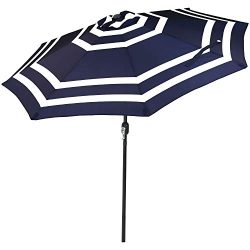 Sunnydaze 9 Foot Outdoor Patio Umbrella with Push Button Tilt & Crank, Aluminum, Navy Blue S ...