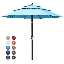 ABCCANOPY 11FT 3 Tiers Market Umbrella Patio Umbrella Outdoor Table Umbrella with Ventilation an ...