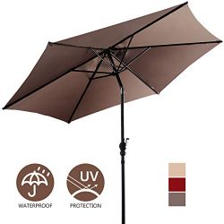 Giantex 10ft Outdoor Patio Umbrella, Market Table Umbrella w/Tilt Adjustment and Crank, 180G Pol ...