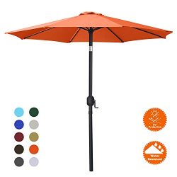 MASTERCANOPY Patio Umbrella Outdoor Fe-Al Market Table Umbrella with 8 Sturdy Ribs (9FT, Orange)