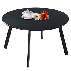 Grand Patio Round Steel Patio Coffee Table, Weather Resistant Outdoor Large Side Table, Black