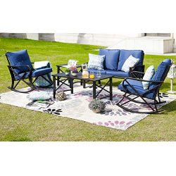 LOKATSE HOME 5Pcs Patio Furniture Conversation Bistro Sets Loveseat and 2 Coffee Table, 5 pcs Ch ...