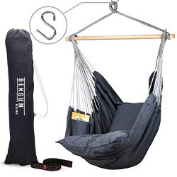 Bengum Hammock Chair Hanging Swing | Indoor and Outdoor Use | Large Swinging Seat Chair for Pati ...