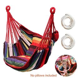 Hammock Chair Hanging Rope Swing Seat for Indoor Outdoor, Sturdy Cotton Weave Hammock Swing, Max ...