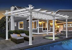 New England Arbors VA42028 Barcelona Vinyl Pergola, White