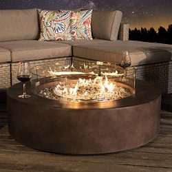 COSIEST Outdoor Propane Fire Pit Coffee Table w Dark Bronze 42-inch Round Base Patio Heater, 50, ...