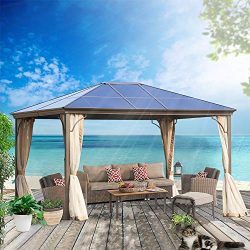 MorNon Outdoor Steel Frame Gazebo with Mesh Screen Netting Curtains Heavy Duty Waterproof for De ...