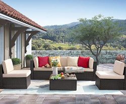 Homall 6 Pieces Patio Outdoor Furniture Sets, Low Back All-Weather Rattan Sectional Sofa Manual  ...