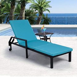AECOJOY Adjustable Outdoor Chaise Lounge Chair Rattan Wicker Patio Lounge Chair, for Outdoor Pat ...